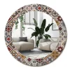 Clearance Wallfluent Décoratif Miroir Rond Cadre Verre fi80 cm Motif Turc Décoration Murale Premium Sécurisé