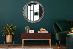 Clearance Wallfluent Décoratif Miroir Rond Cadre Verre fi80 cm Motif Turc Décoration Murale Premium Sécurisé