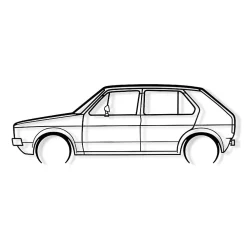Shape Paris DÉCORATION MURALE EN MÉTAL - Silhouette de voiture - Golf MK1 1976 détaillée - 80 cm - Édition limitée* Objet Décoratif Mural
