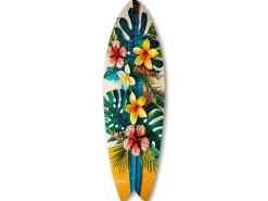 Déclina DECLINA, planche surf decorative, impression sur alu-dibond, deco murale, Planche Surf Décorative aux Fleurs Tropicales, 100x30 cm* Objet Décoratif Mural