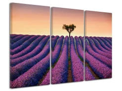 Déclina DECLINA, Tableau toile imprimée Paysage, Tableau triptyque Champs de Lavande, 90x60 cm* Tableau Déco
