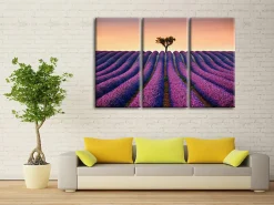 Déclina DECLINA, Tableau toile imprimée Paysage, Tableau triptyque Champs de Lavande, 90x60 cm* Tableau Déco