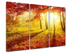 Discount Déclina DECLINA, Tableau toile imprimée Paysage, Tableau triptyque Forêt en Automne , 120x80 cm