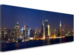 Déclina DECLINA, Tableau toile imprimée, Tableau toile panoramique Manhattan de nuit, 100x35 cm* Tableau Déco