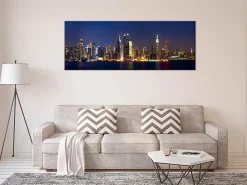 Déclina DECLINA, Tableau toile imprimée, Tableau toile panoramique Manhattan de nuit, 100x35 cm* Tableau Déco