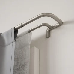 Hot Umbra Double tringle à rideaux D25mm extensible argenté, 76-213cm