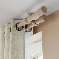 Clearance GoodHome Embout bouchon pour barre à rideau Symi bois de frêne beige naturel Ø28mm