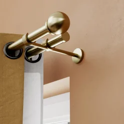 Clearance GoodHome Embout bouchon rond plat pour barre à rideau Easy-Fit Elasa métal doré Ø19mm
