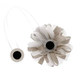 Boulet Embrasse à rideaux aimantée 9cm Blanc/Taupe -* Rail À Rideaux