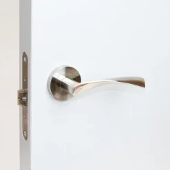 Emuca Jeu de Garniture intérieure de poignée de porte Twist, avec rosace D.50mm, Aluminium, Nickel satiné* Bouton De Porte