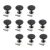 Emuca Lot de 10 boutons pour meubles Cancun, diamètre 30mm, Zamak, Peint en noir* Poignée De Meuble