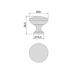 Emuca Lot de 10 boutons pour meubles Cancun, diamètre 30mm, Zamak, Peint en noir* Poignée De Meuble