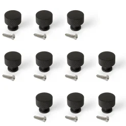 New Emuca Lot de 10 boutons pour meubles Argos, diamètre 30mm, Aluminium, Peint en noir