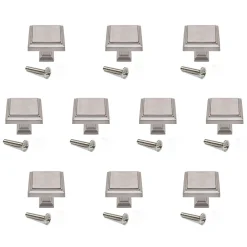 Emuca Lot de 10 boutons pour meubles Ceuta, 31.5x31.5mm, Zamak, Nickel satiné* Poignée De Meuble