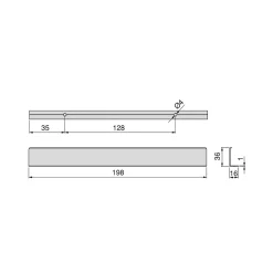 Emuca Lot de 10 poignées pour meubles Picanya, L198mm, entraxe 128mm, Aluminium, Anodisé mat* Poignée De Meuble