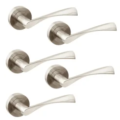 Emuca Lot de 5 poignées twist pour portes intérieures, avec rosace D.50mm, Aluminium, Nickel satiné* Bouton De Porte