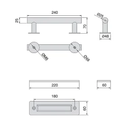 Emuca Poignée pour portes coulissantes en bois Pasadena, Longueur 240 mm, entraxe 180 mm, Acier, Noir texturé* Poignée De Meuble
