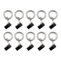 Ensemble d'anneaux GoodHome 10 mm avec clip en nickel brossé Nisis* Barre De Rideau Pour Vitrage