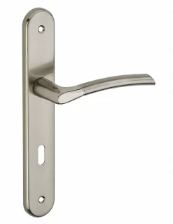 Outlet Thirard Ensemble de poignées pour porte de chambre Eris trou de clé, carré 7mm, entr'axes 195mm, nickelé brossé -