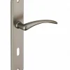 Outlet Thirard Ensemble de poignées pour porte de chambre Selene trou de clé, carré 7mm, entr'axes 195mm, nickelé satiné -