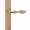 Thirard Ensemble de poignées pour porte intérieure Themis sans trou, carré 7mm, entr'axes 195mm, bois brut -* Poignée Sur Plaque|Poignée De Porte Intérieure