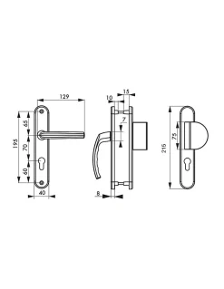 Discount Thirard Ensemble de poignées pour porte palière Sultane trou de cylindre, carré 7mm, entr'axes 195mm, anthracite -