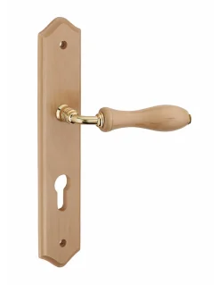 Thirard Ensemble de poignées pour porte d'entrée Themis trou de cylindre, carré 7mm, entr'axes 195mm, bois brut -* Poignée Sur Plaque
