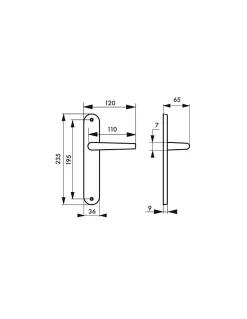 New Thirard Ensemble de poignées pour porte intérieure Hebe sans trou, carré 7mm, entr'axes 195mm, laqué blanc -