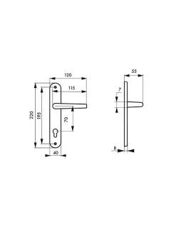 Sale Thirard Ensemble de poignées pour porte d'entrée Marianne trou de cylindre, carré 7mm, entr'axes 195mm, laiton poli -