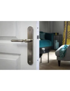 Sale Thirard Ensemble de poignées pour porte intérieure Gaia sans trou, carré 7mm, entr'axes 195mm, nickelé brossé -