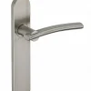 Outlet Thirard Ensemble de poignées pour porte intérieure Poseidon sans trou, carré 7mm, entr'axes 195mm, inox brossé -