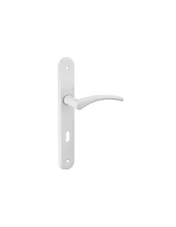Thirard Ensemble de poignées pour porte intérieure Hebe trou de clé, carré 7mm, entr'axes 165mm, laqué blanc -* Poignée Sur Plaque
