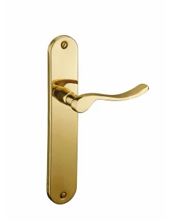 Thirard Ensemble de poignées pour porte intérieure Marianne sans trou, carré 7mm, entr'axes 195mm, laiton poli -* Poignée Sur Plaque