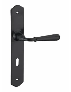 New Thirard Ensemble de poignées pour porte de chambre Charon trou de clé, carré 7mm, entr'axes 195mm, acier patiné -