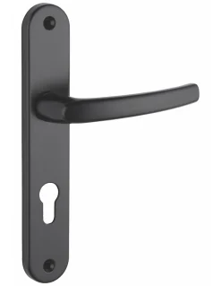 Thirard Ensemble de poignées pour porte d'entrée Sultane trou de cylindre, carré 7mm, entr'axes 195mm, noir -