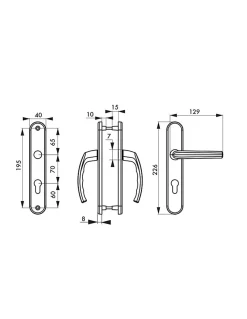 Thirard Ensemble de poignées pour porte d'entrée Sultane trou de cylindre, carré 7mm, entr'axes 195mm, noir -