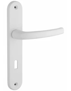New Thirard Ensemble de poignées pour porte de chambre Sultane trou de clé, carré 7mm, entr'axes 195mm, blanc -