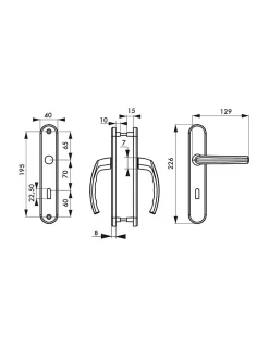 New Thirard Ensemble de poignées pour porte de chambre Sultane trou de clé, carré 7mm, entr'axes 195mm, blanc -