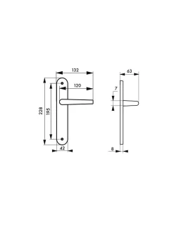 Outlet Thirard Ensemble de poignées pour porte intérieure Pelope sans trou, carré 7mm, entr'axes 195mm, argent -