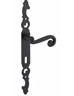 Thirard Ensemble de poignées pour porte intérieure Coq trou de clé, carré 7mm, entr'axes 195mm, laqué noir -* Poignée Sur Plaque