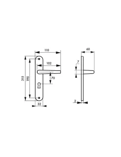 Thirard Ensemble de poignées pour porte intérieure Coq trou de clé, carré 7mm, entr'axes 195mm, laqué noir -* Poignée Sur Plaque