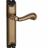 Hot Thirard Ensemble de poignées pour porte intérieure Louis XV sans trou, carré 7mm, entr'axes 195mm, laiton vieilli -