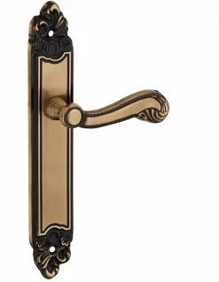 Hot Thirard Ensemble de poignées pour porte intérieure Louis XV sans trou, carré 7mm, entr'axes 195mm, laiton vieilli -