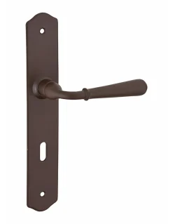 Thirard Ensemble de poignées pour porte de chambre Charon trou de clé, carré 7mm, entr'axes 195mm, acier rouillé -* Poignée De Porte Intérieure