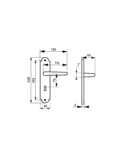 Thirard Ensemble de poignées pour porte de chambre Charon trou de clé, carré 7mm, entr'axes 195mm, acier rouillé -* Poignée De Porte Intérieure