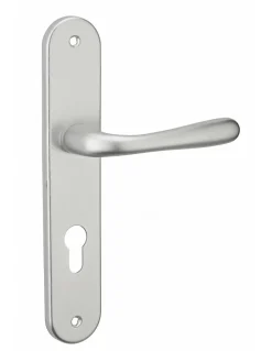 Thirard Ensemble de poignées pour porte d'entrée Pelope trou de cylindre, carré 7mm, entr'axes 195mm, argent -* Poignée Sur Plaque|Poignée De Porte Intérieure