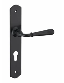SP Ensemble de poignées pour porte d'entrée Charon trou de cylindre, entr'axes 195mm, acier patiné -* Poignée Sur Plaque