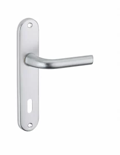 Thirard Ensemble de poignées pour porte intérieure Leto trou de clé, carré 7mm, entr'axes 165mm, argent -* Poignée Sur Plaque