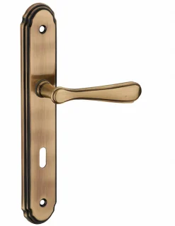 Discount Thirard Ensemble de poignées pour porte de chambre Arthemis trou de clé, carré 7mm, entr'axes 195mm, laiton patiné -