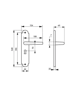 Discount Thirard Ensemble de poignées pour porte de chambre Arthemis trou de clé, carré 7mm, entr'axes 195mm, laiton patiné -